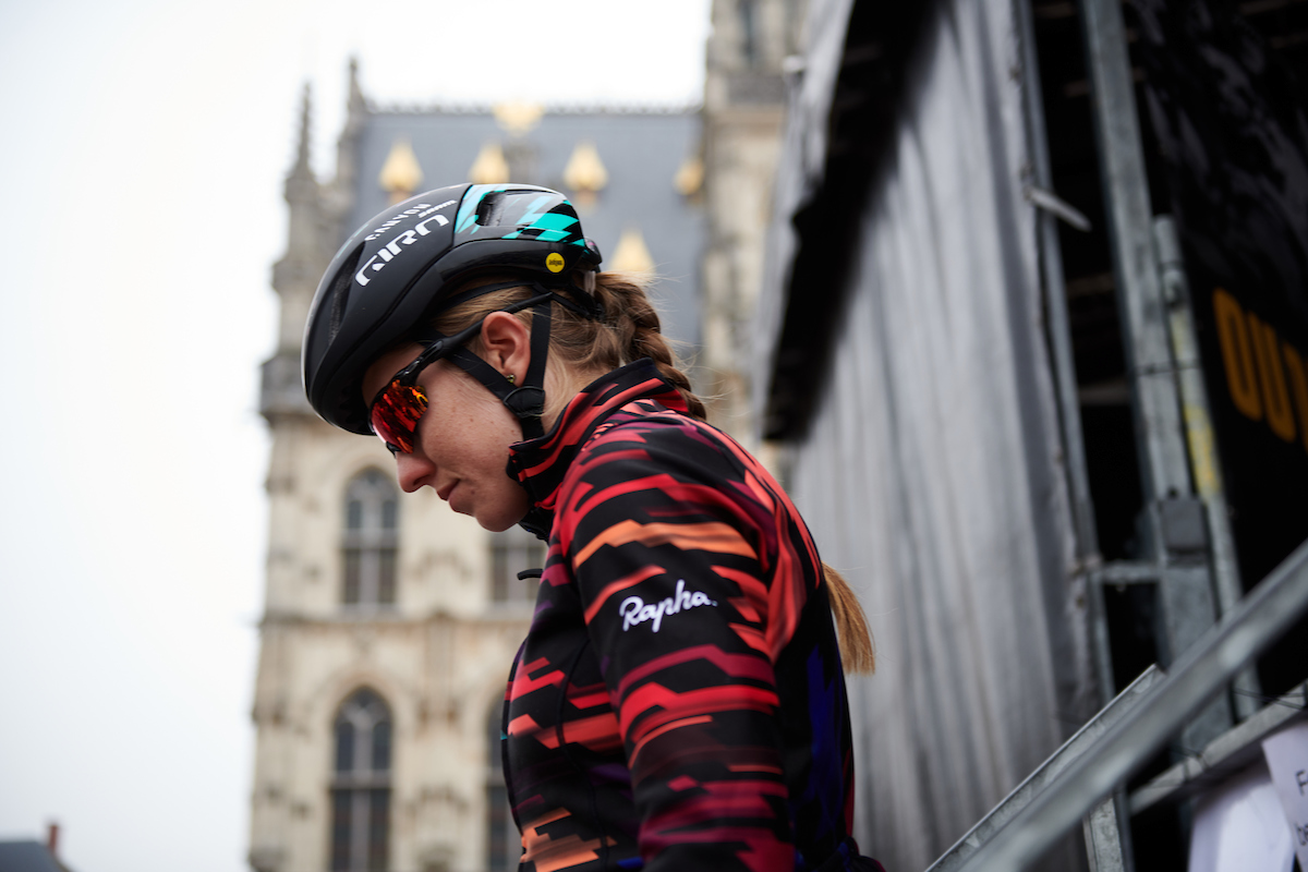 Alexis Ryan (USA) at Ronde van Vlaanderen - Elite Women 2019, a 159.2 km road race starting and finishing in Oudenaarde, Belgium on April 7, 2019. Photo by Sean Robinson/velofocus.com